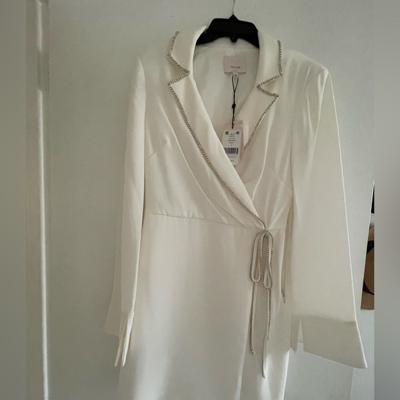 Cinq A Sept Ivory mini Dress Barette blazer Dress Size 4 rehearsal dinner dress - Picture 14 of 16